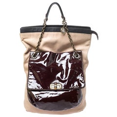 Lanvin Multicolor Leather and Patent Foldover Shoulder Bag