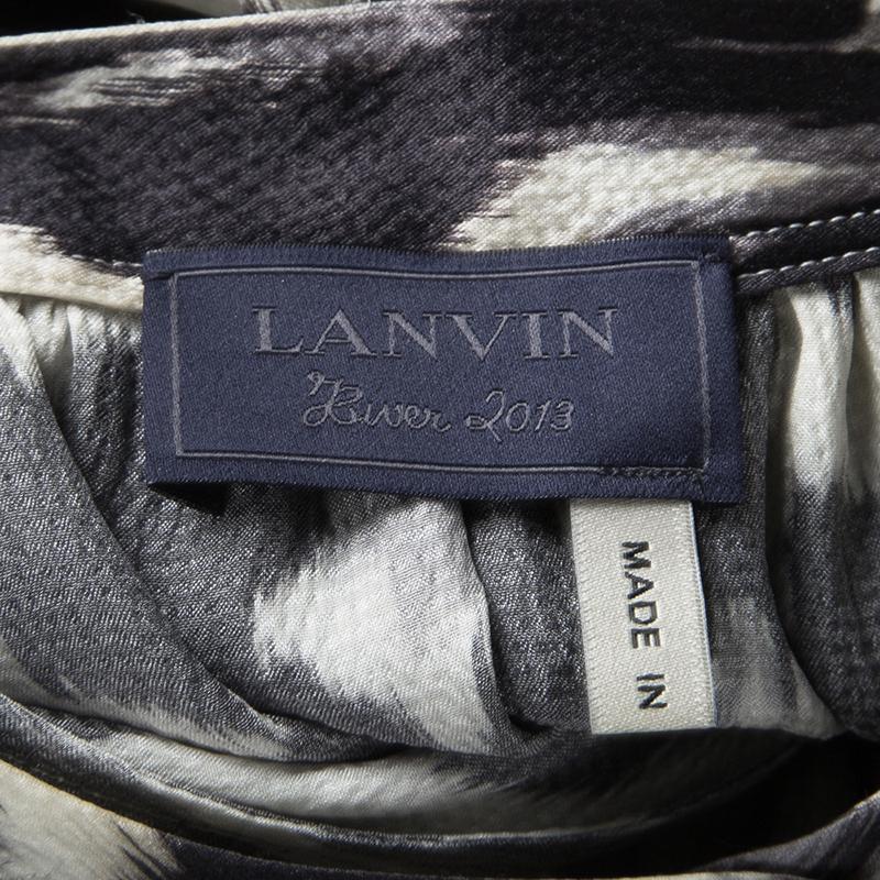 Women's Lanvin Multicolor Leopard Print Long Sleeve Silk Blouse S