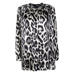Lanvin Multicolor Leopard Print Long Sleeve Silk Blouse S