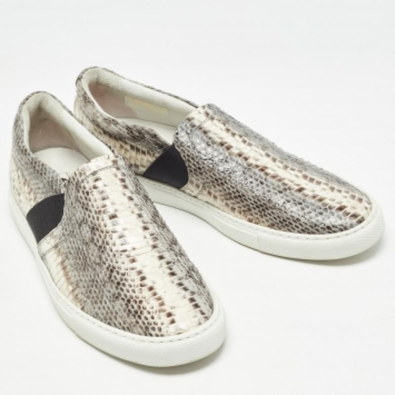 Lanvin Muticolor Wasser Schlange Slip On Sneakers Größe 41 (Grau) im Angebot