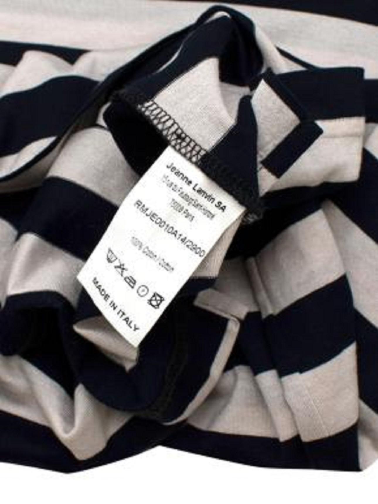 Women's Lanvin Navy & Beige Striped Cotton Jersey T-Shirt For Sale