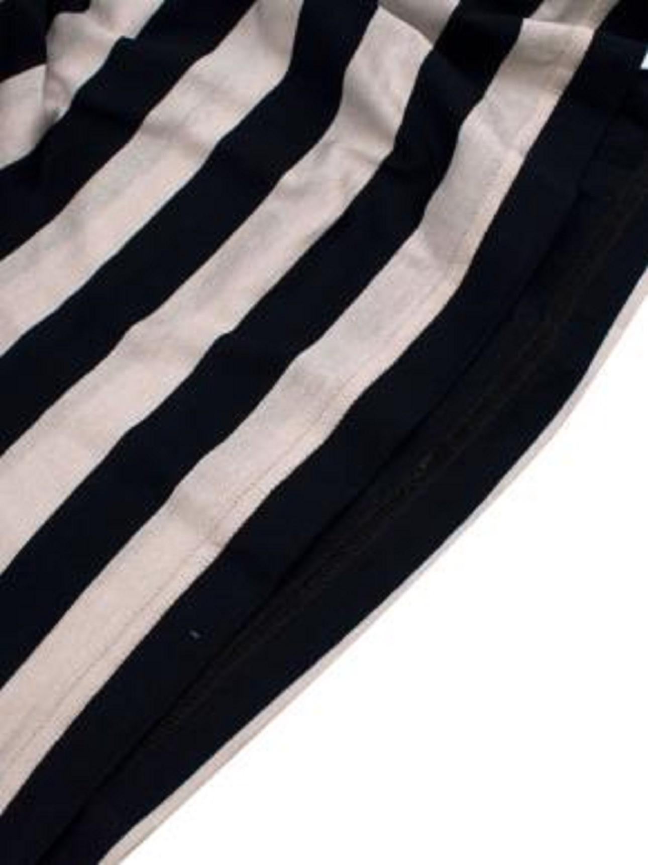 Lanvin Navy & Beige Striped Cotton Jersey T-Shirt For Sale 1