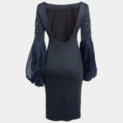 Lanvin Navy Blue Embellished Sleeve Short Dress  XS