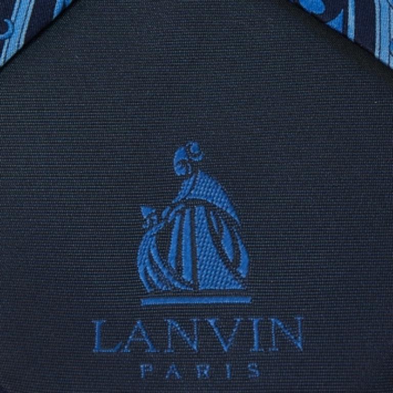 De los hombres Lanvin Corbata de Seda Tradicional con Estampado Paisley Geométrico Azul Marino