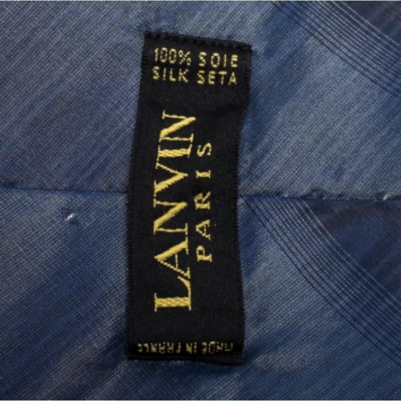 Grigio Cravatta in seta con stampa a motivi blu navy di Lanvin in vendita