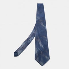 Cravatta in seta con stampa a motivi blu navy di Lanvin