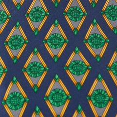 Lanvin Navy Blue Printed Satin Silk Traditional Tie