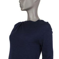 LANVIN navy blue wool & cashmere LONG SLEEVE KNIT Dress M