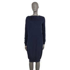 LANVIN navy blue wool & cashmere LONG SLEEVE KNIT Dress M