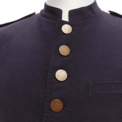 LANVIN azul marino mezcla de algodón botones bronce chaqueta militar de oficial IT48 M