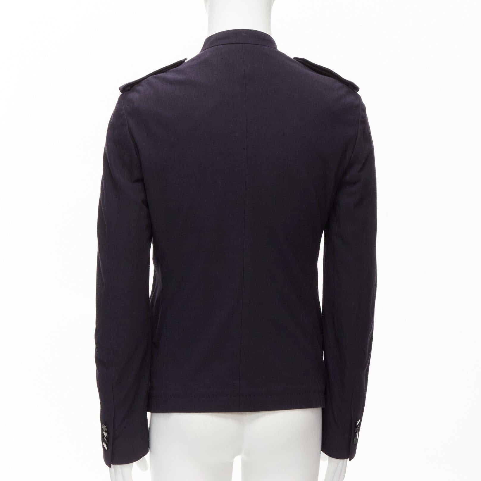 LANVIN marineblaue Baumwollmischung mit bronzefarbenen Knöpfen Offiziersjacke IT48 M Herren im Angebot