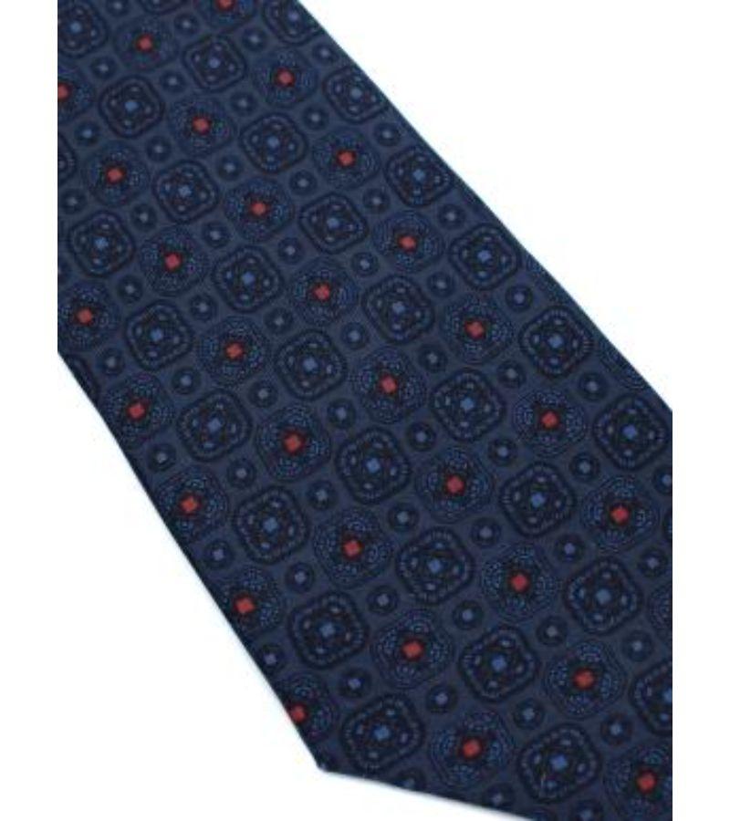 Lanvin Navy Silk Printed Tie In Good Condition For Sale In London, GB