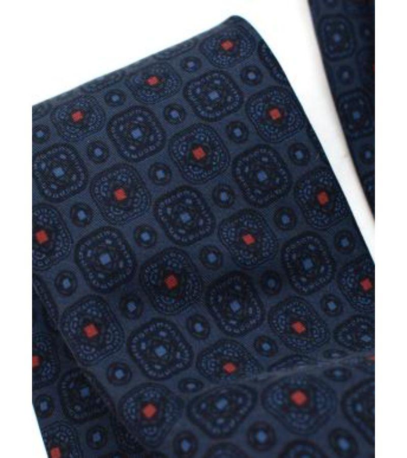 Lanvin Navy Silk Printed Tie For Sale 1