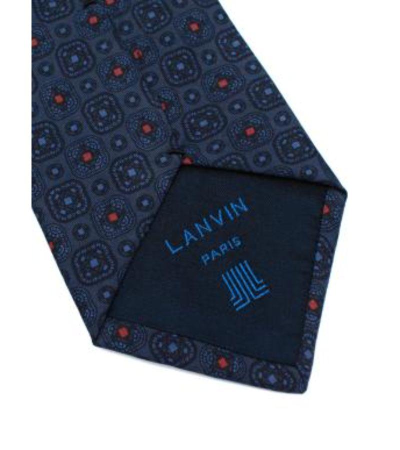 Lanvin Navy Silk Printed Tie For Sale 2