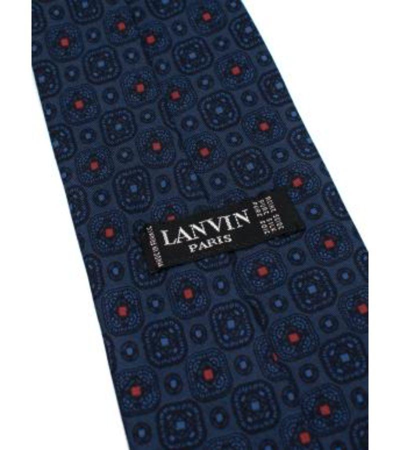 Lanvin Navy Silk Printed Tie For Sale 3