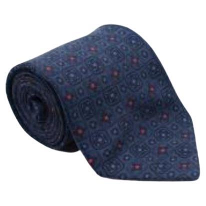 Lanvin Navy Silk Printed Tie