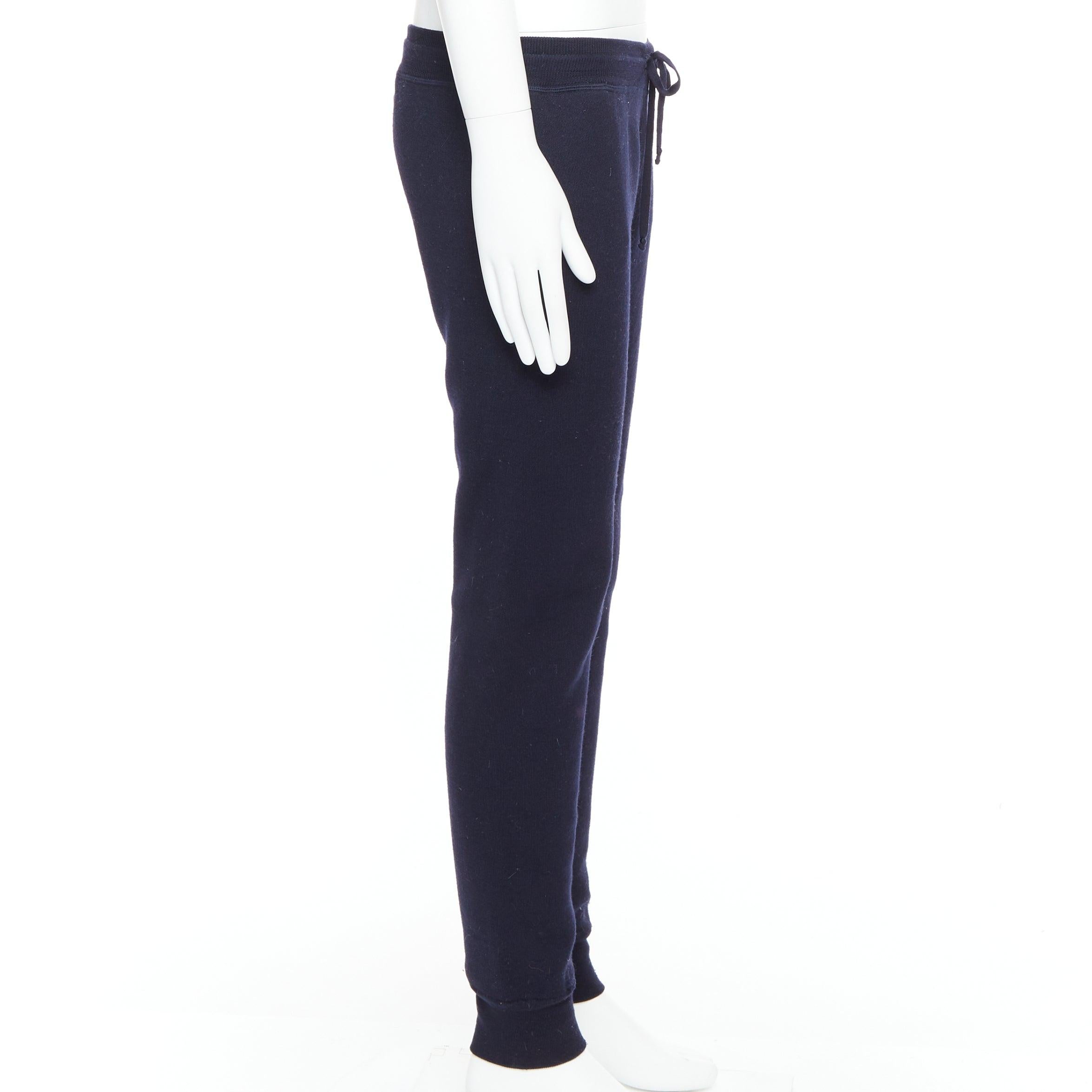 LANVIN navy soft waffle knit drawstring mid waist tapered jogger pants S État moyen - En vente à Hong Kong, NT