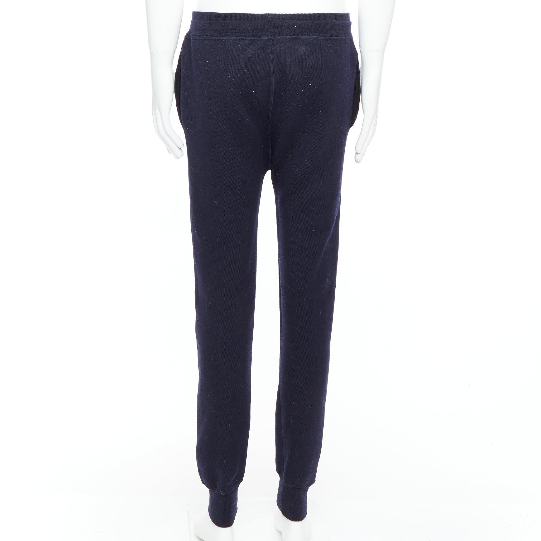 LANVIN navy soft waffle knit drawstring mid waist tapered jogger pants S Pour hommes en vente