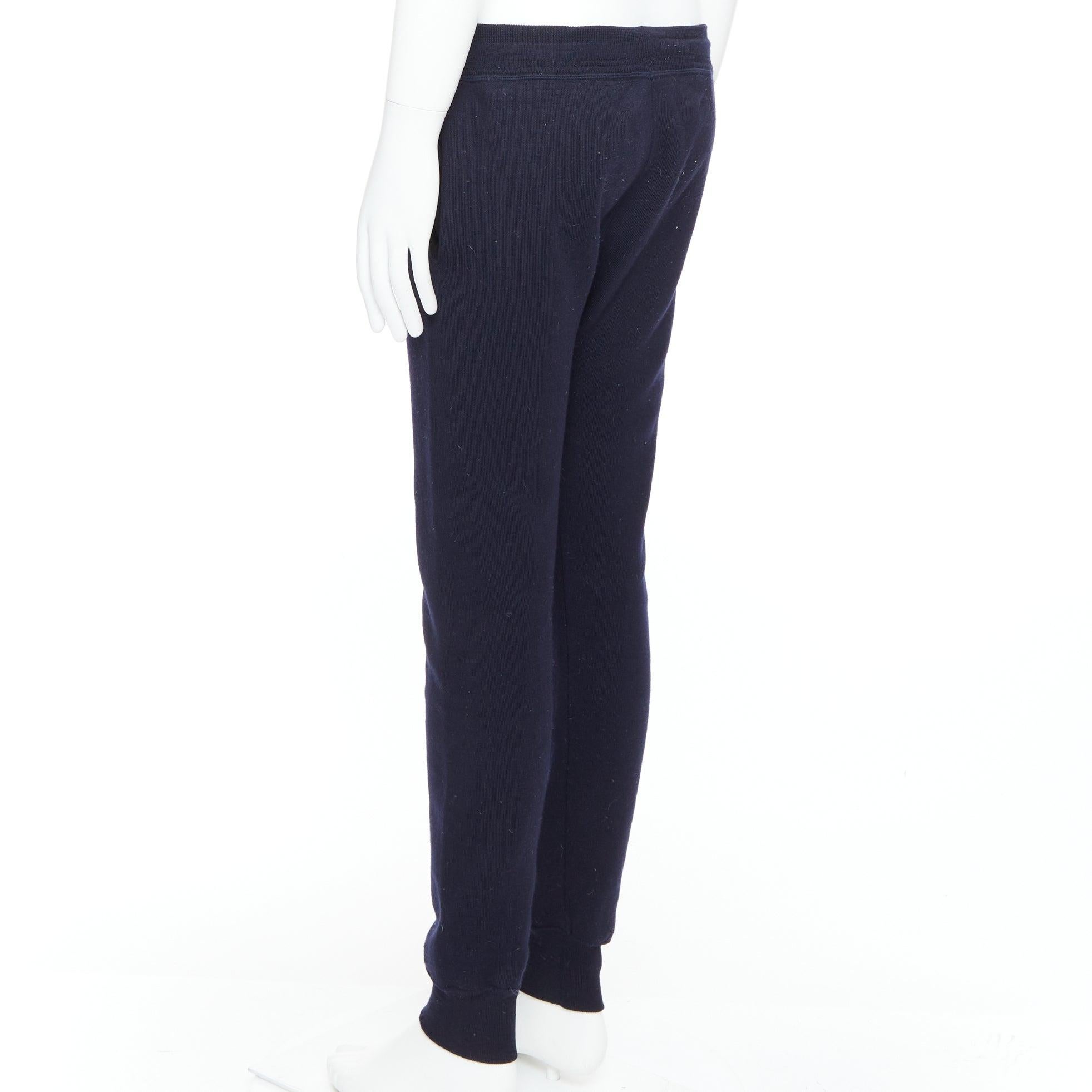 LANVIN navy soft waffle knit drawstring mid waist tapered jogger pants S en vente 1