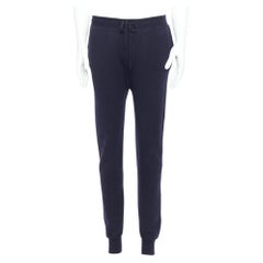 LANVIN navy soft waffle knit drawstring mid waist tapered jogger pants S