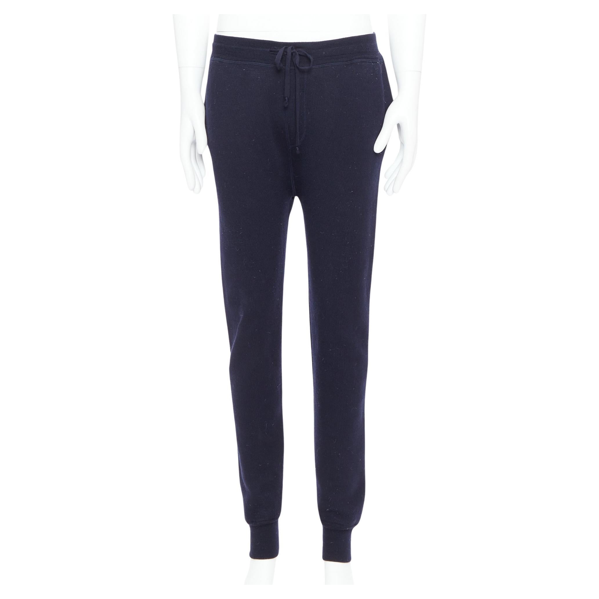 LANVIN navy soft waffle knit drawstring mid waist tapered jogger pants S