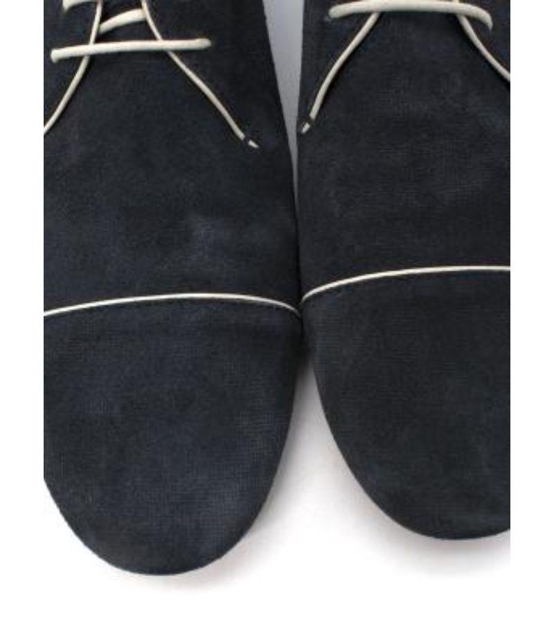 Lanvin Navy Suede White Trim Oxford Brogues For Sale 4