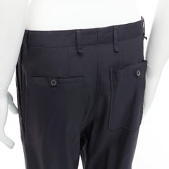 LANVIN navy viscose blend front pleats classy tapered dress pants IT46 S