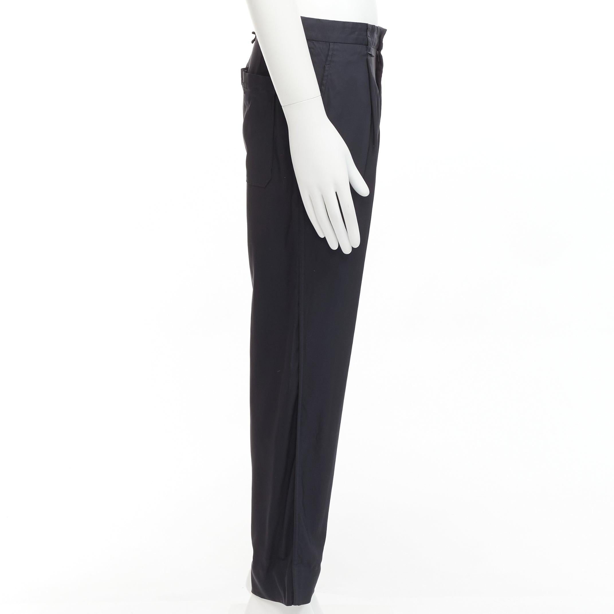 Men's LANVIN navy viscose blend front pleats classy tapered dress pants IT46 S For Sale