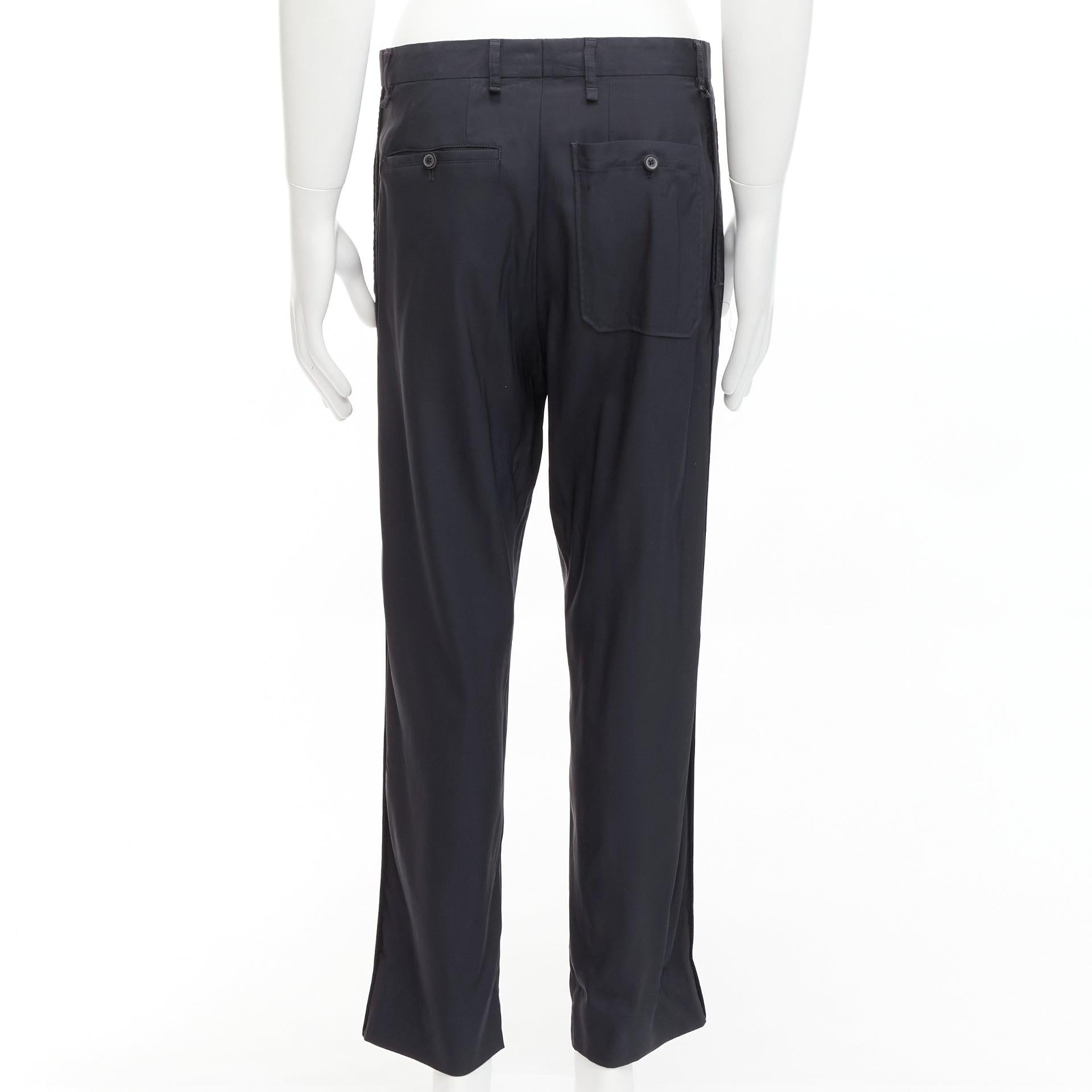LANVIN navy viscose blend plis sur le devant pantalon fuselé classe IT46 S Pour hommes en vente