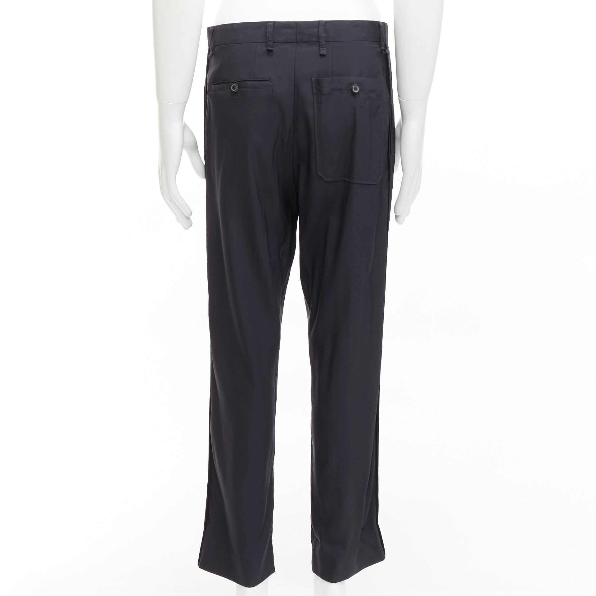 LANVIN navy viscose blend plis sur le devant pantalon fuselé classe IT46 S en vente 1