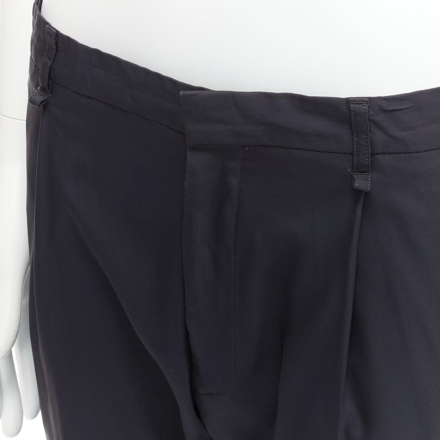 LANVIN navy viscose blend plis sur le devant pantalon fuselé classe IT46 S en vente 3