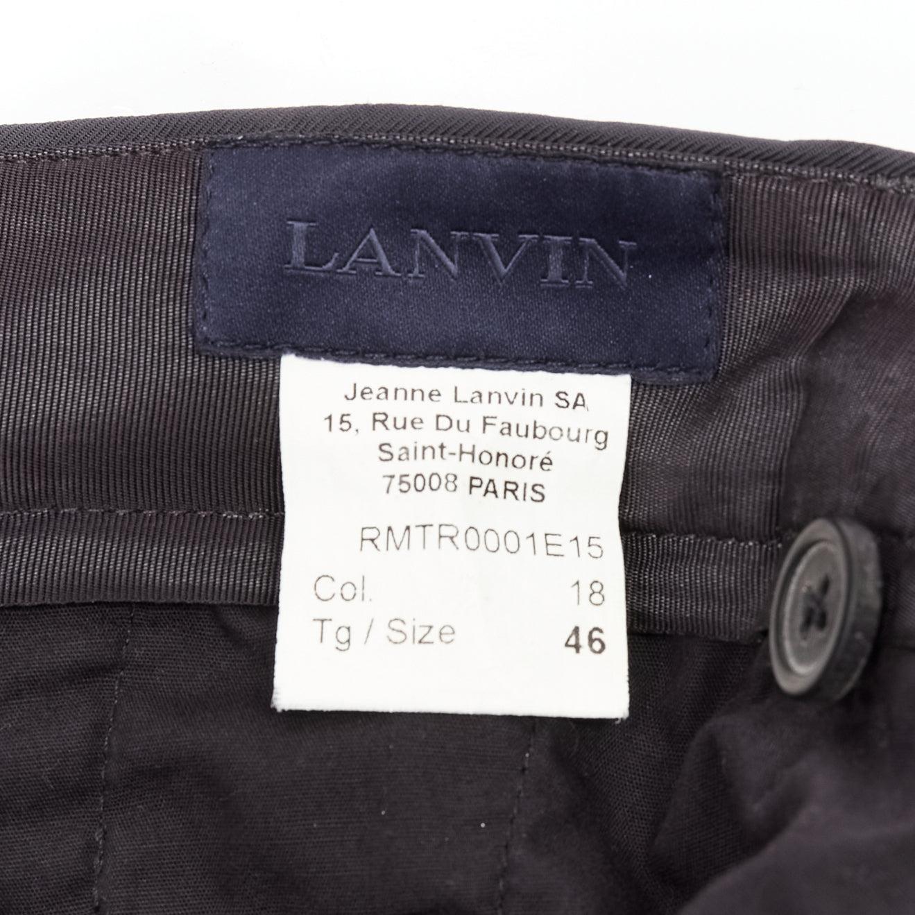 LANVIN navy viscose blend plis sur le devant pantalon fuselé classe IT46 S en vente 3
