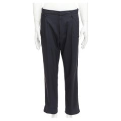 LANVIN navy viscose blend front pleats classy tapered dress pants IT46 S