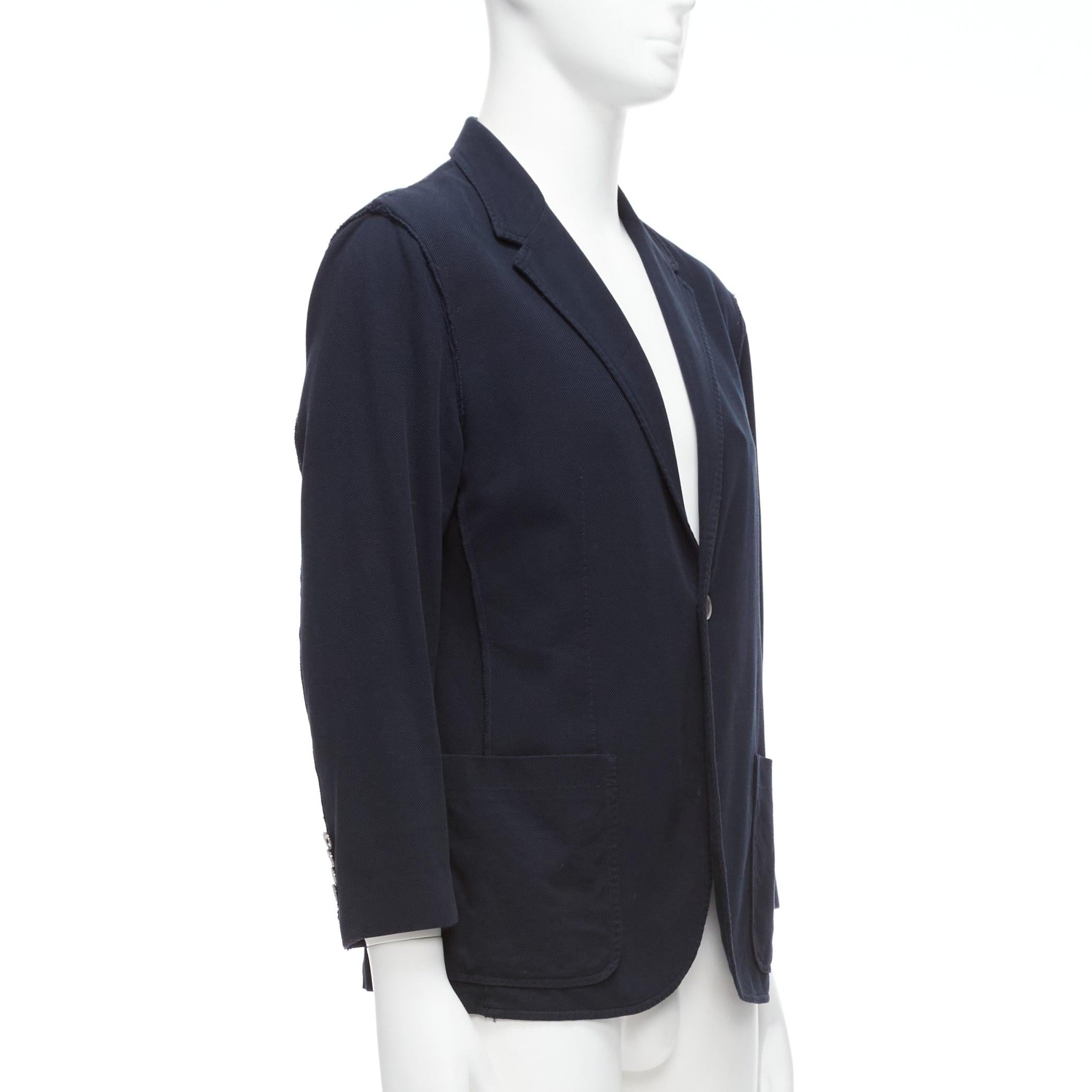 Nero Giacca blazer LANVIN in cotone waffle navy con cuciture interne esterne  I.L.A. in vendita