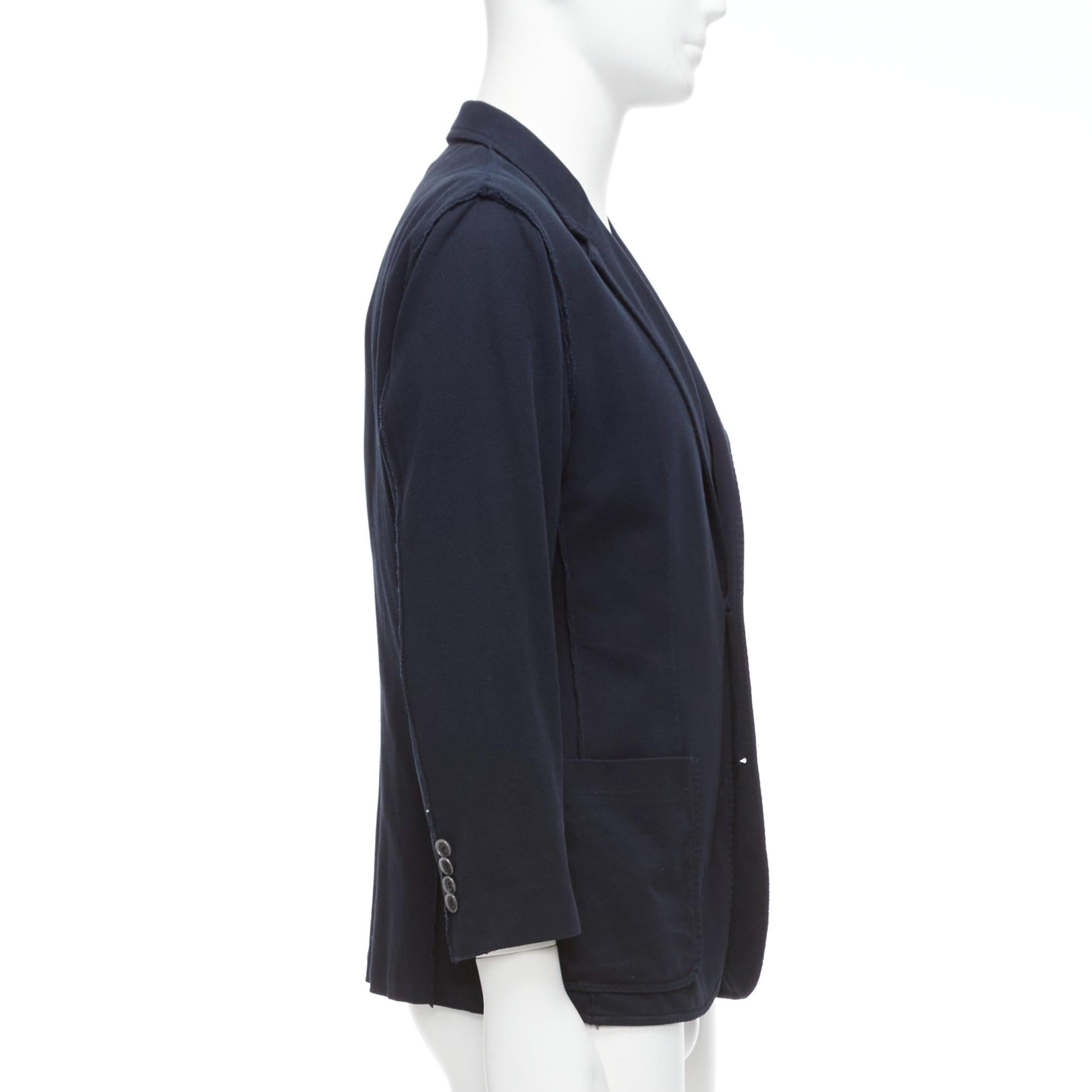 Giacca blazer LANVIN in cotone waffle navy con cuciture interne esterne  I.L.A. In condizioni buone in vendita a Hong Kong, NT