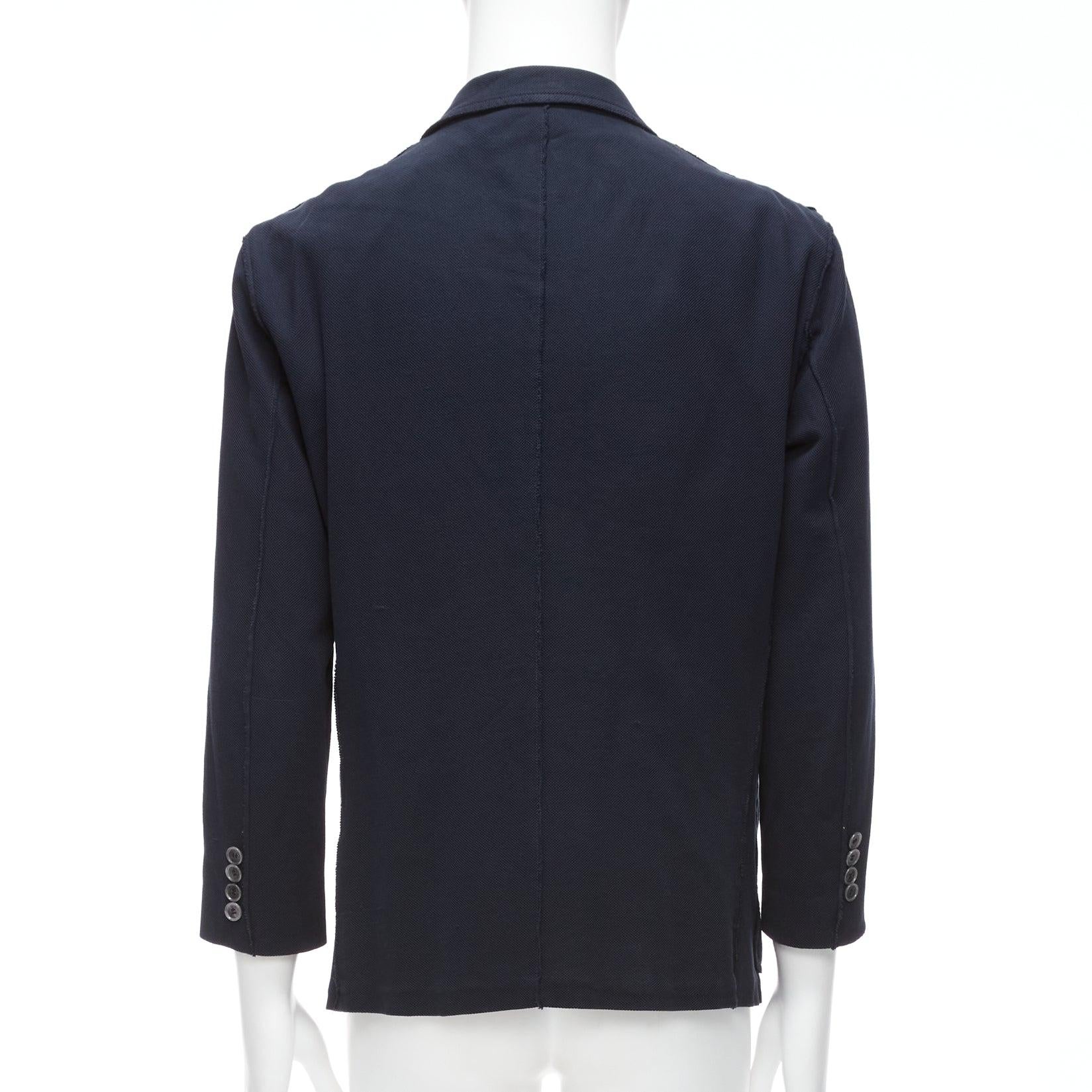 Uomo Giacca blazer LANVIN in cotone waffle navy con cuciture interne esterne  I.L.A. in vendita