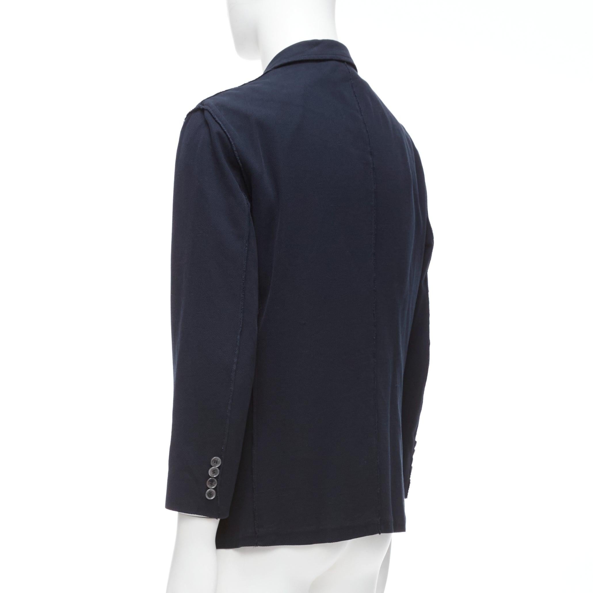 Giacca blazer LANVIN in cotone waffle navy con cuciture interne esterne  I.L.A. in vendita 1