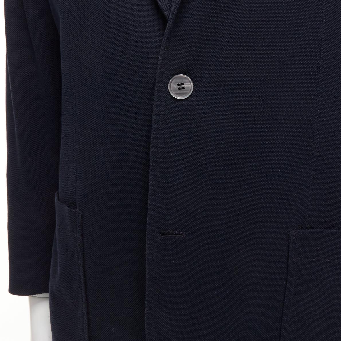 Giacca blazer LANVIN in cotone waffle navy con cuciture interne esterne  I.L.A. in vendita 2