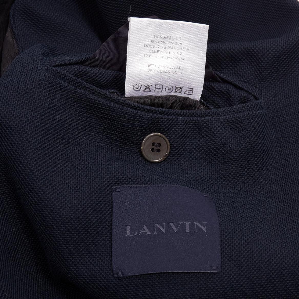 Giacca blazer LANVIN in cotone waffle navy con cuciture interne esterne  I.L.A. in vendita 3
