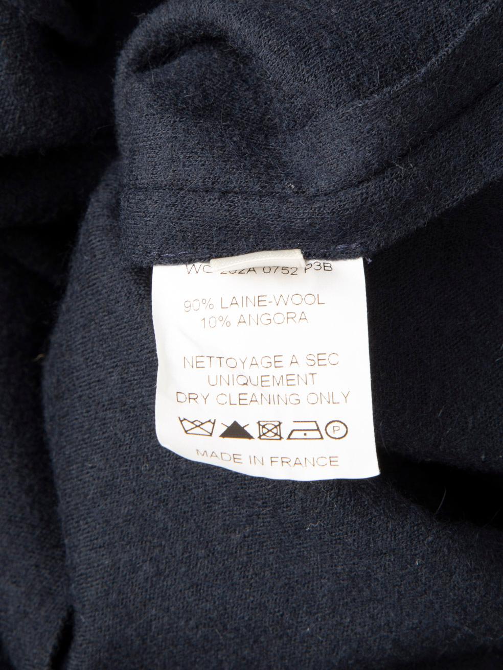 Lanvin Navy Wool Long Sleeved Midi Dress Size M For Sale 1