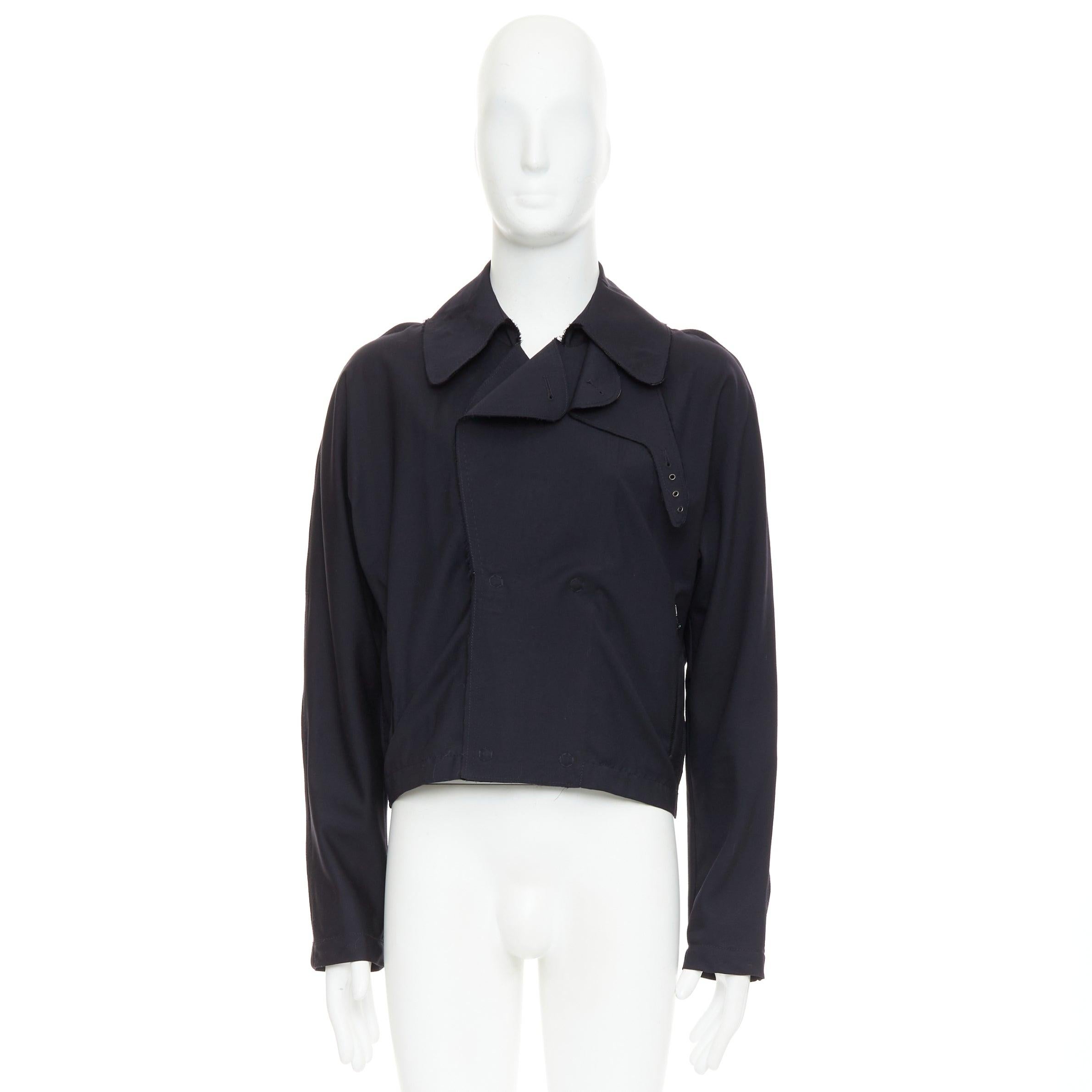 LANVIN trench in lana navy ispirato al bomber interfacciato FR48 M. in vendita 5