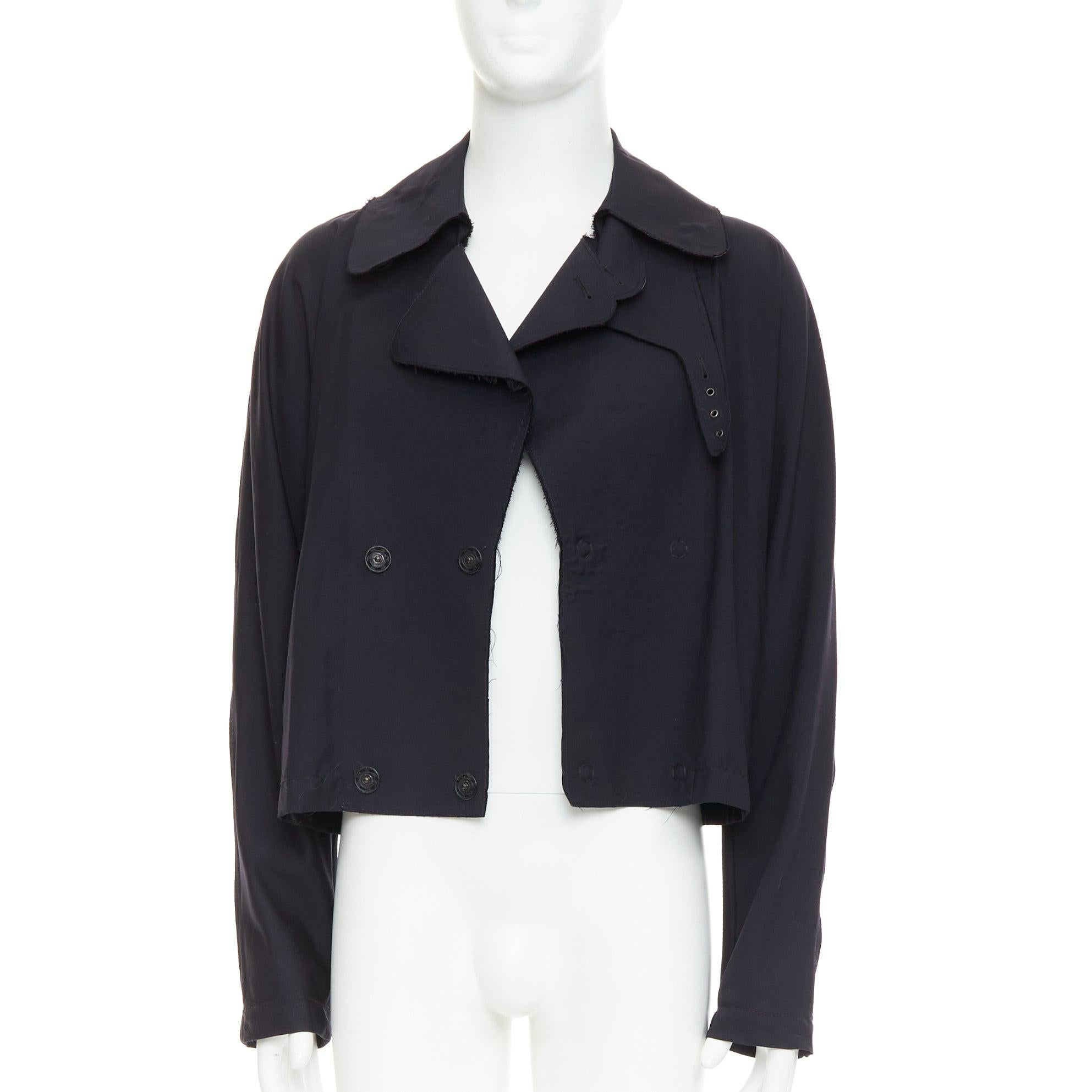 Nero LANVIN trench in lana navy ispirato al bomber interfacciato FR48 M. in vendita