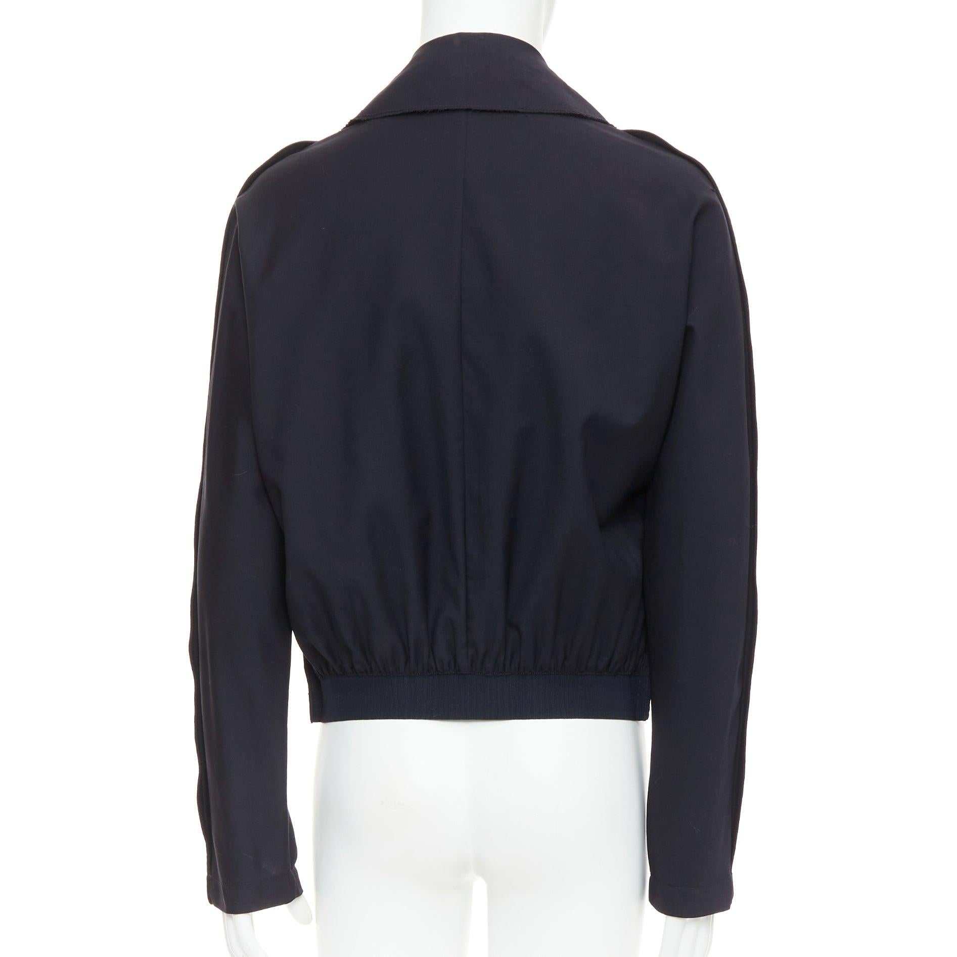 LANVIN trench in lana navy ispirato al bomber interfacciato FR48 M. in vendita 1