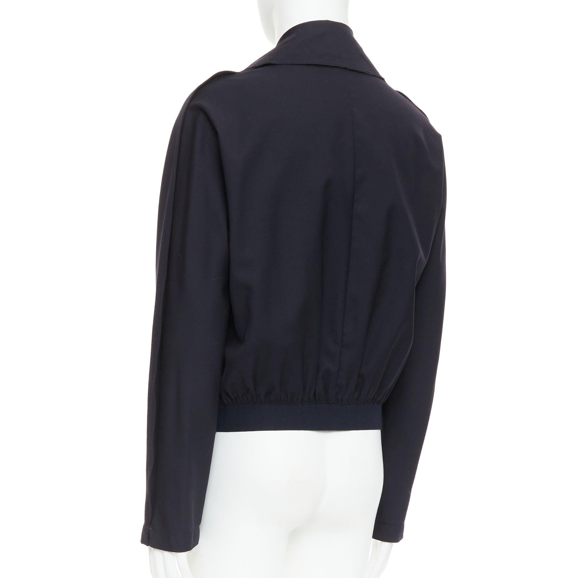 LANVIN trench in lana navy ispirato al bomber interfacciato FR48 M. in vendita 2