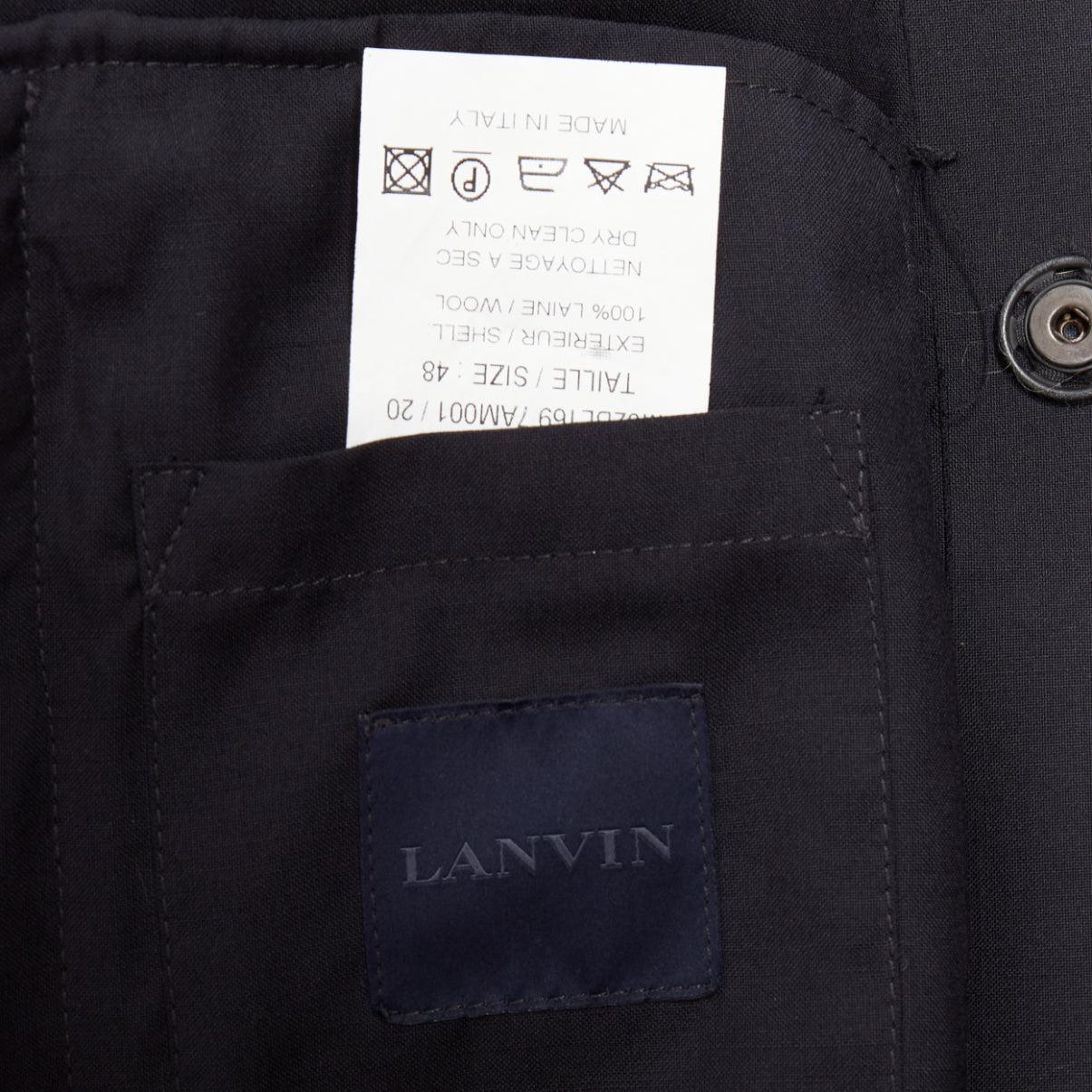 LANVIN trench in lana navy ispirato al bomber interfacciato FR48 M. in vendita 4