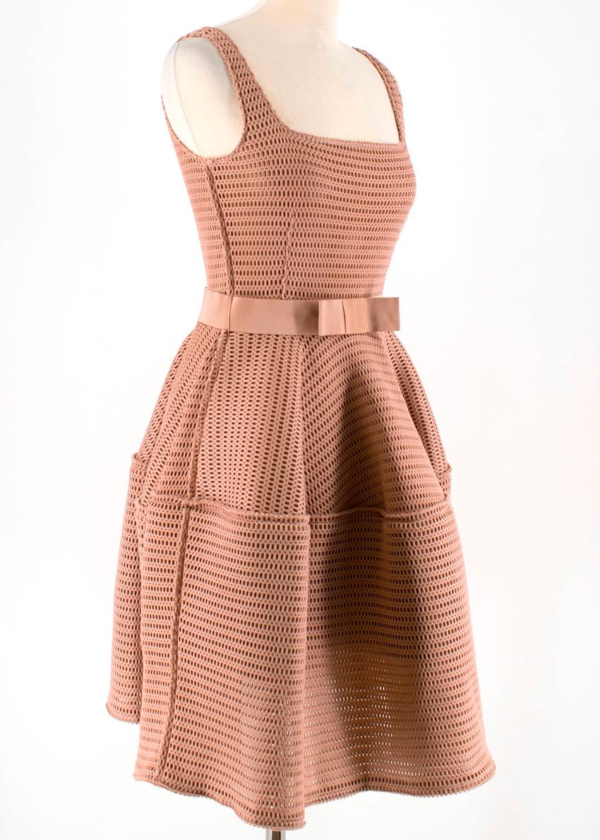 Lanvin Nude A-Line Perforated Dress - Size US 8 For Sale 3