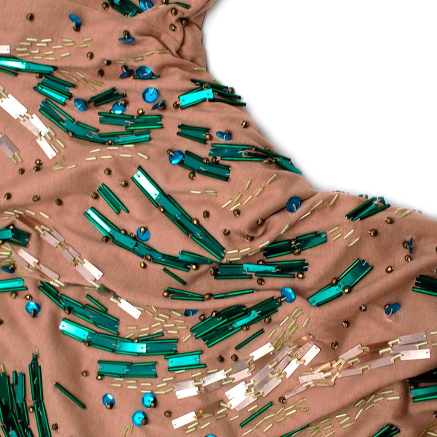 Beige Lanvin Nude Crystal Embellished Shift Dress - Size  US 10 For Sale