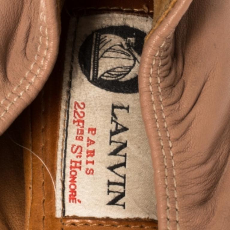 Lanvin Nude/Silver Leather Scrunch Ballet Flats Size 37 For Sale 2