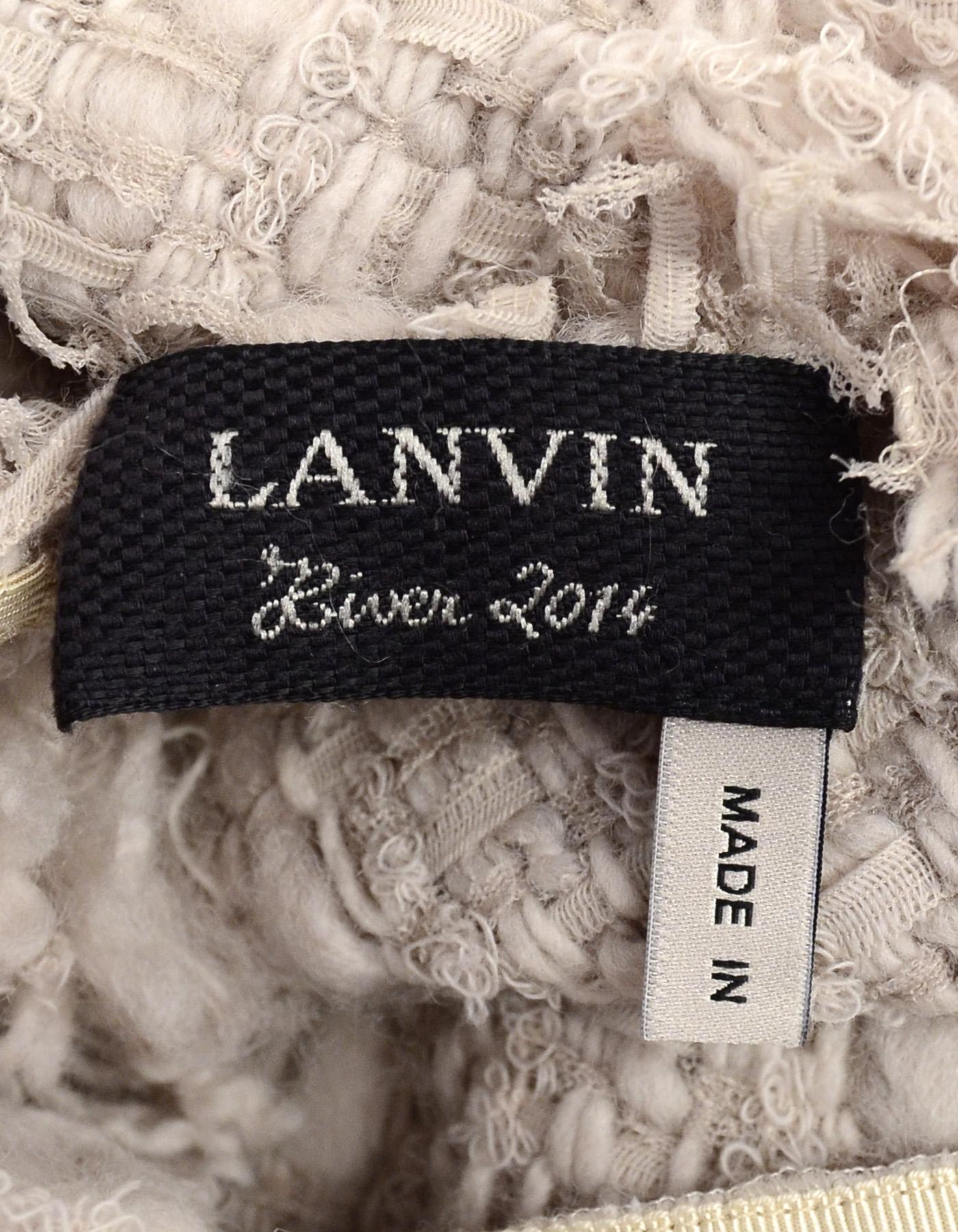 Lanvin NWT Beige Tweed Sweater w/ Fringe Trim sz 40 rt $2, 000 In New Condition In New York, NY