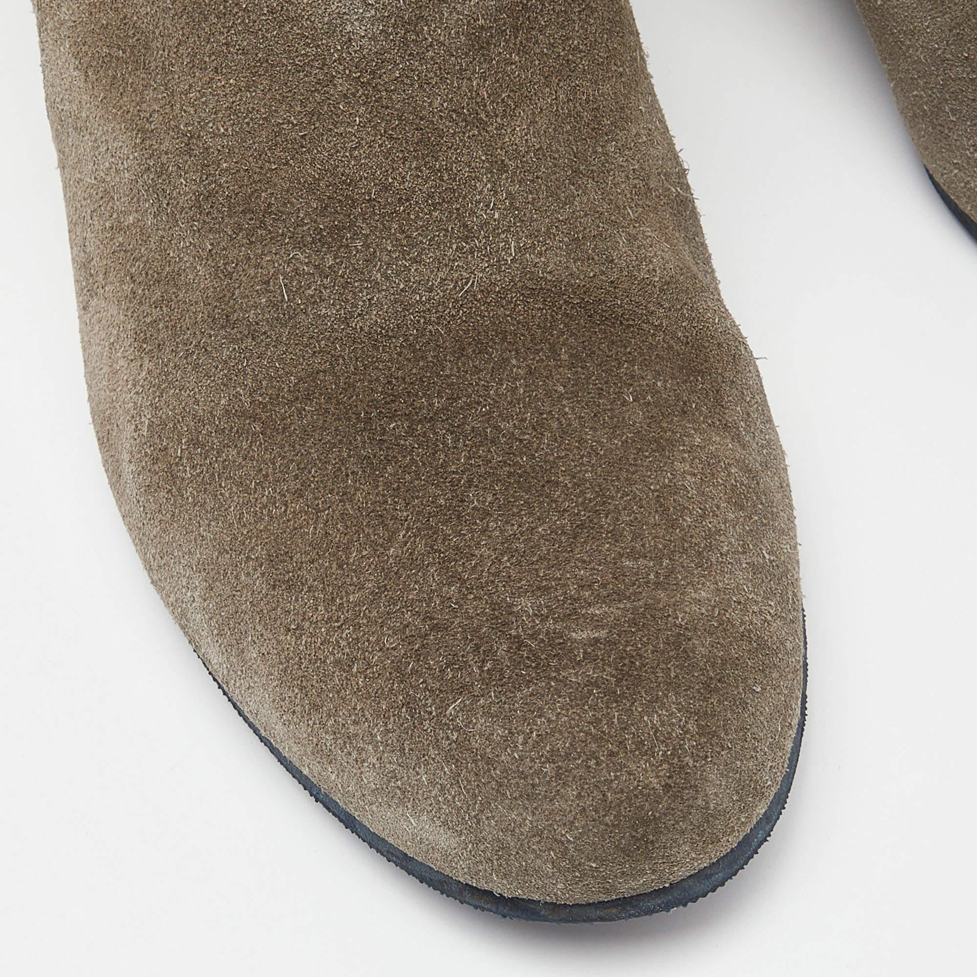 Lanvin Olive Green Suede Ankle Boots Size 40 For Sale 3
